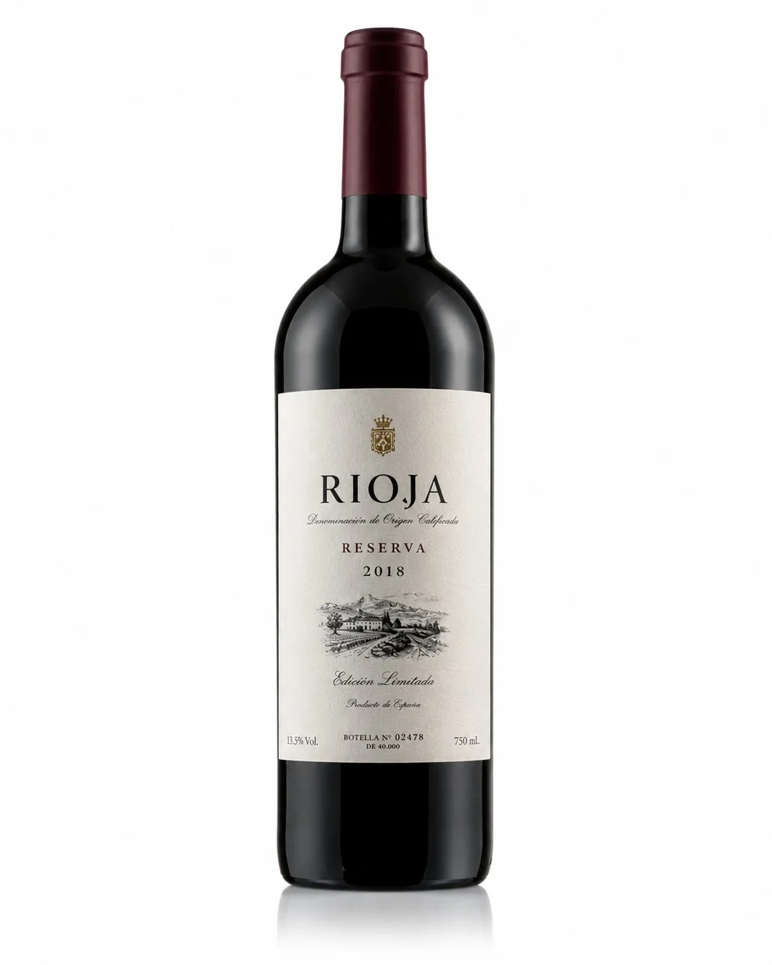 Foto de botella de vino sobre fondo blanco para tienda online y Amazon